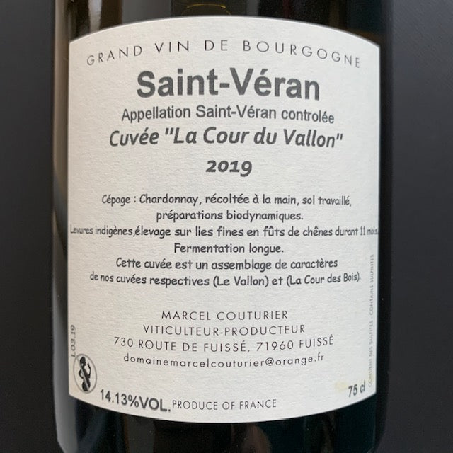 Saint-Véran La Cour du Vallon 2019 Domaine Marcel Couturier 聖維康 「小山谷」特釀村白酒